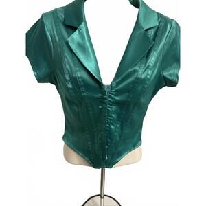 NWT Buckle Womens Size M Lace Up‎ Short Sleeve Shirt Silk